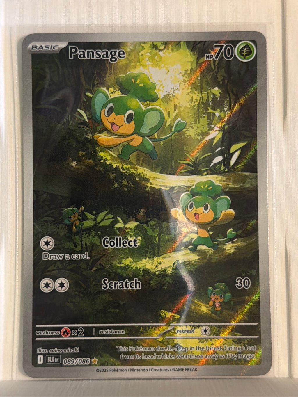Pansage - Illustration Rare SV: Black Bolt 089/086 NM
