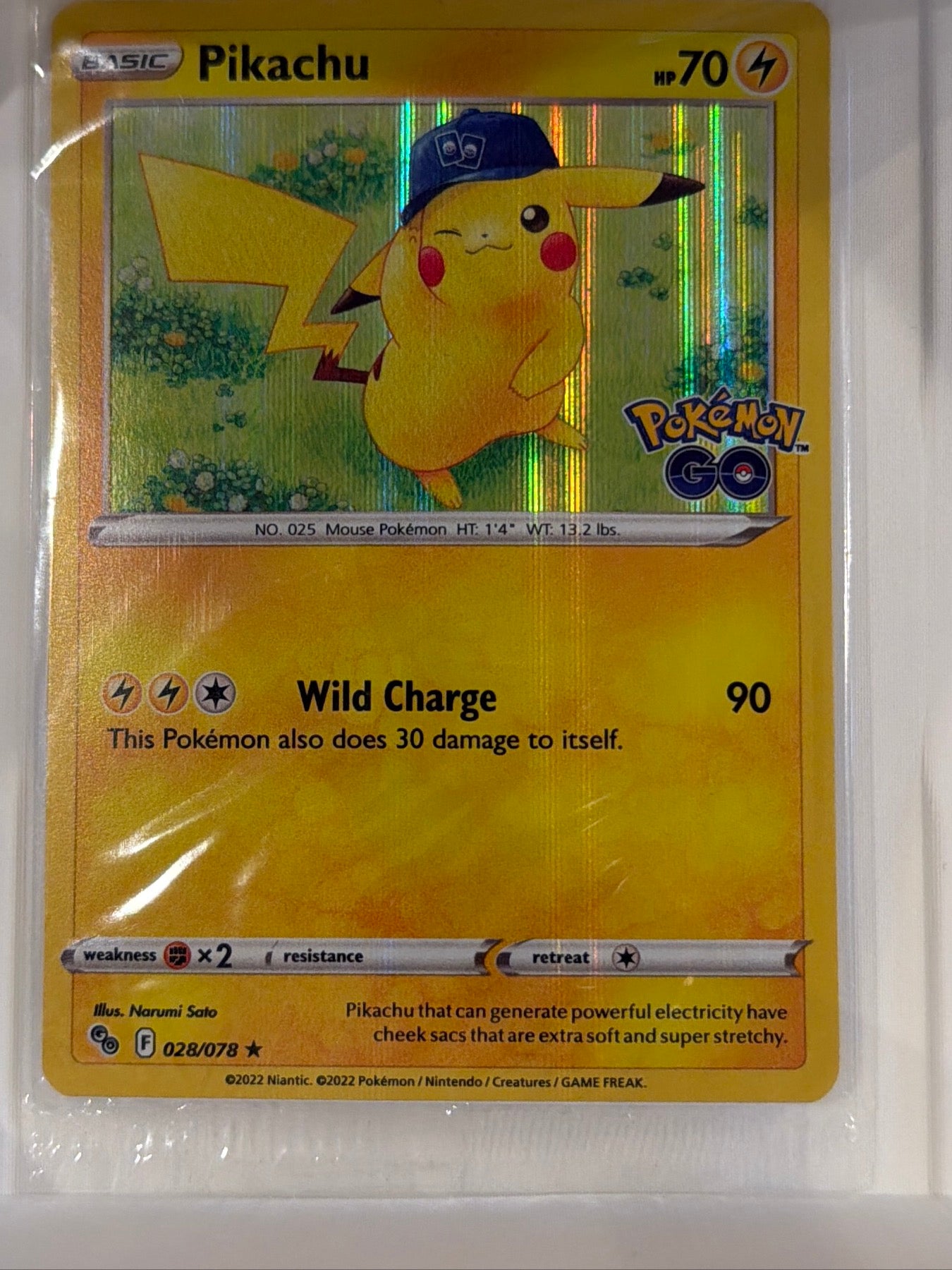 Pikachu (28) Holo Rare Pokemon GO 028/078 SEALED NM