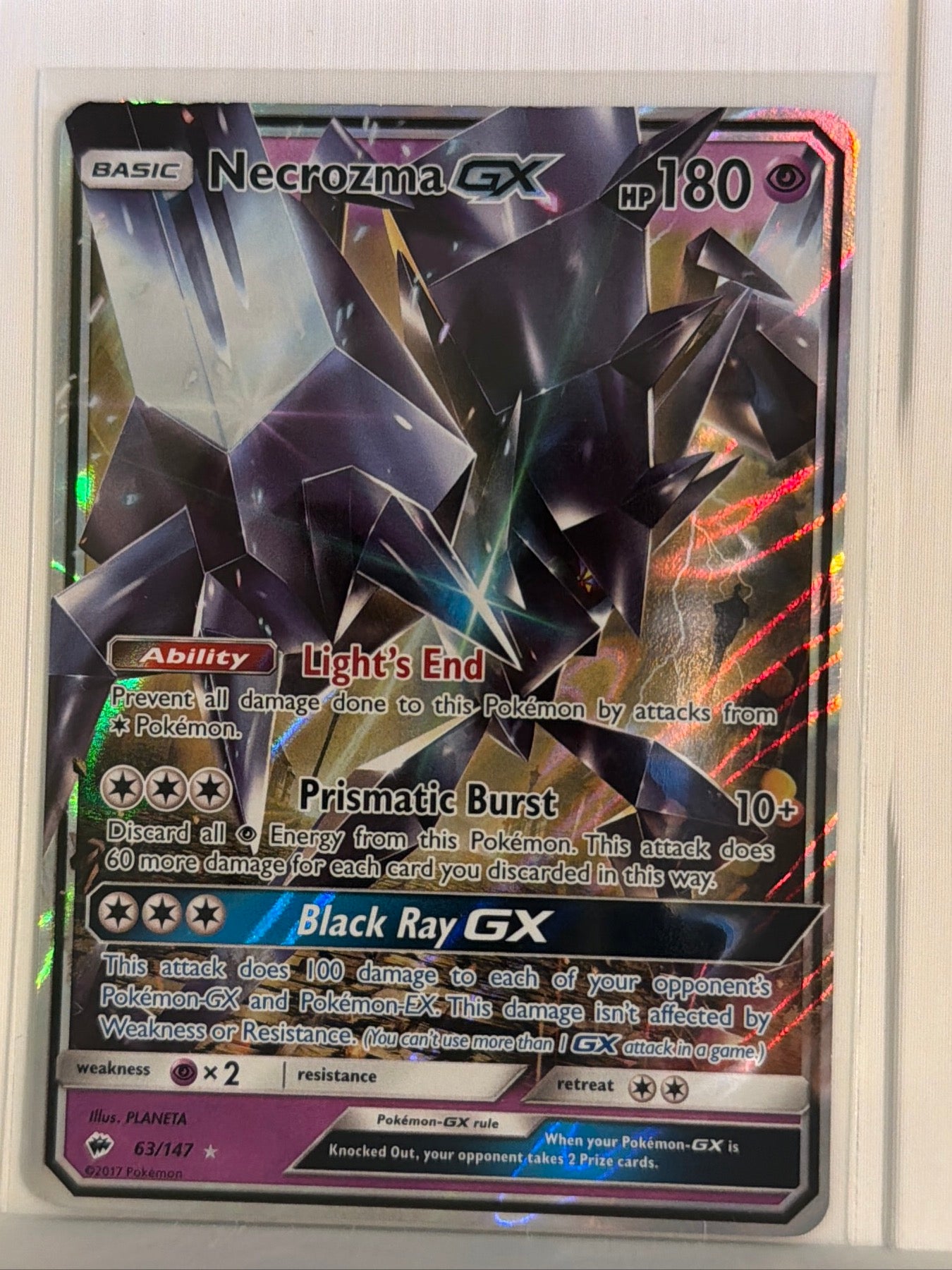 Necrozma GX Ultra Rare SM - Burning Shadows 63/147 NM